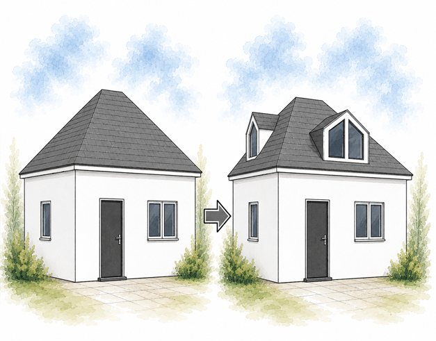 Cut roof loft conversion Bristol before and after