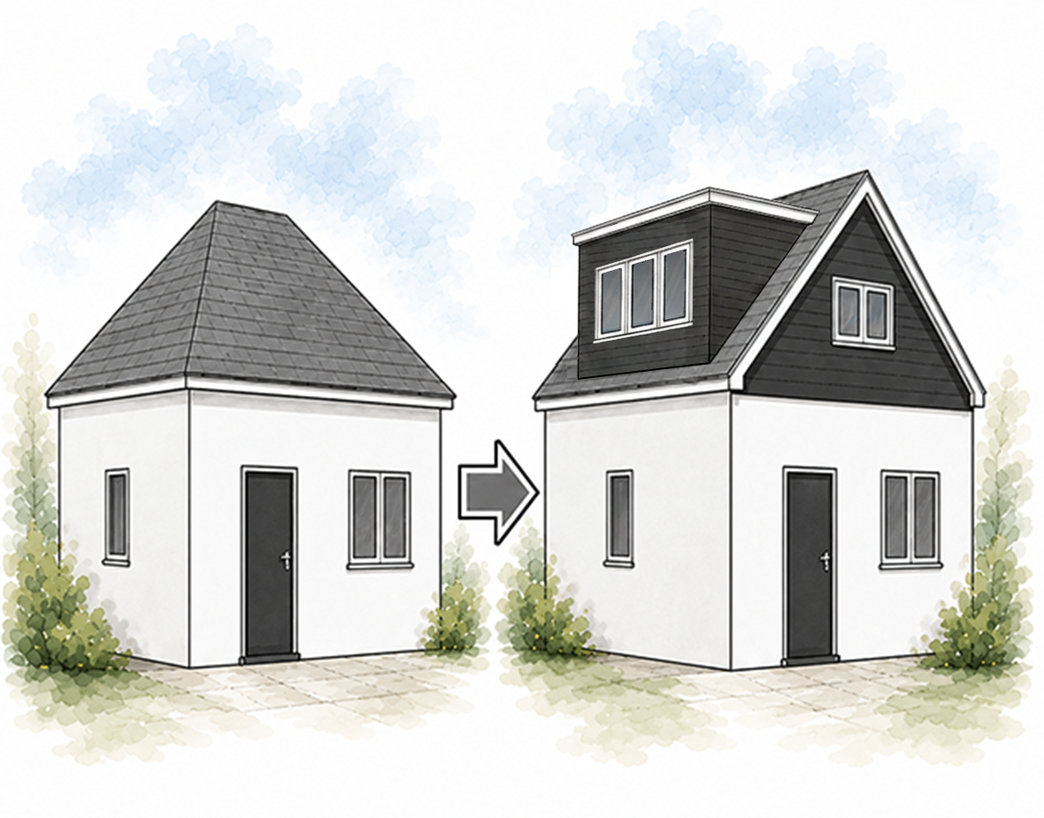 Hip-to-gable loft conversion Bristol before and after